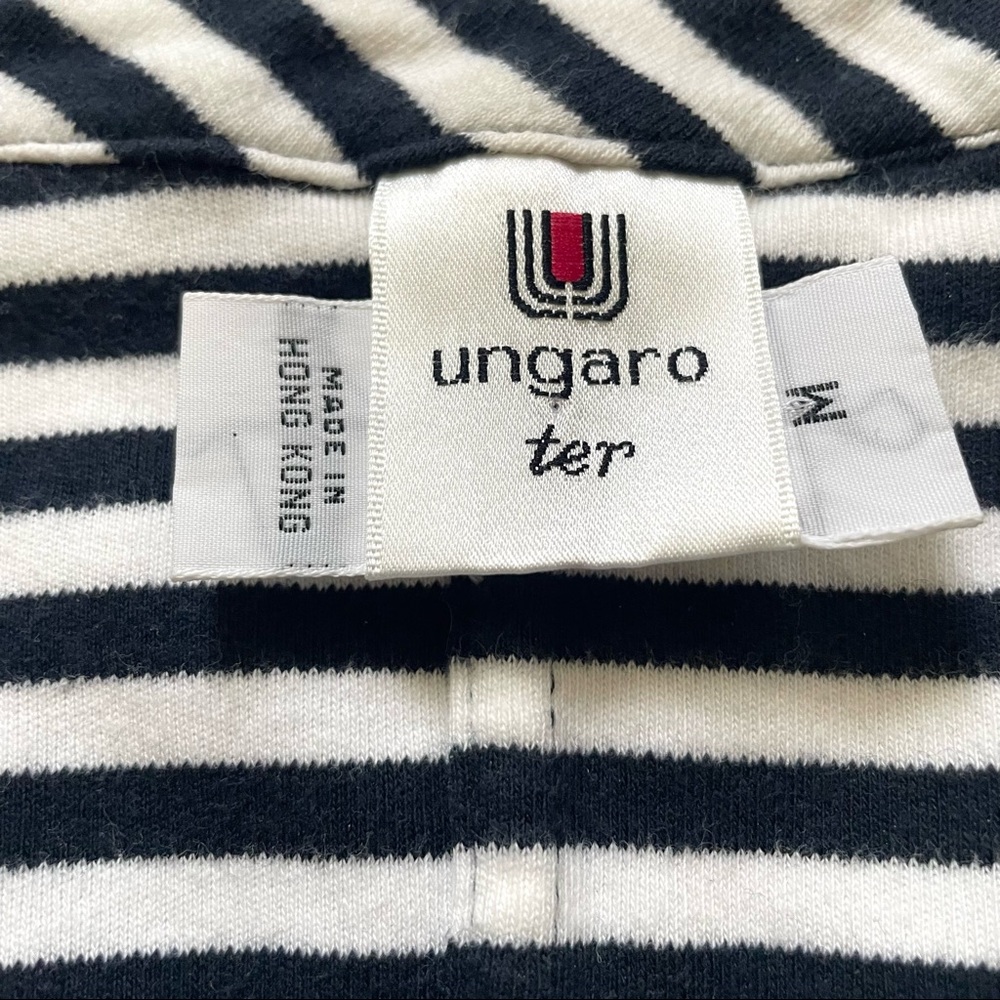 EMANUEL UNGARO ter navy blue/white short sleeve top, size M - Picture 7 of 10